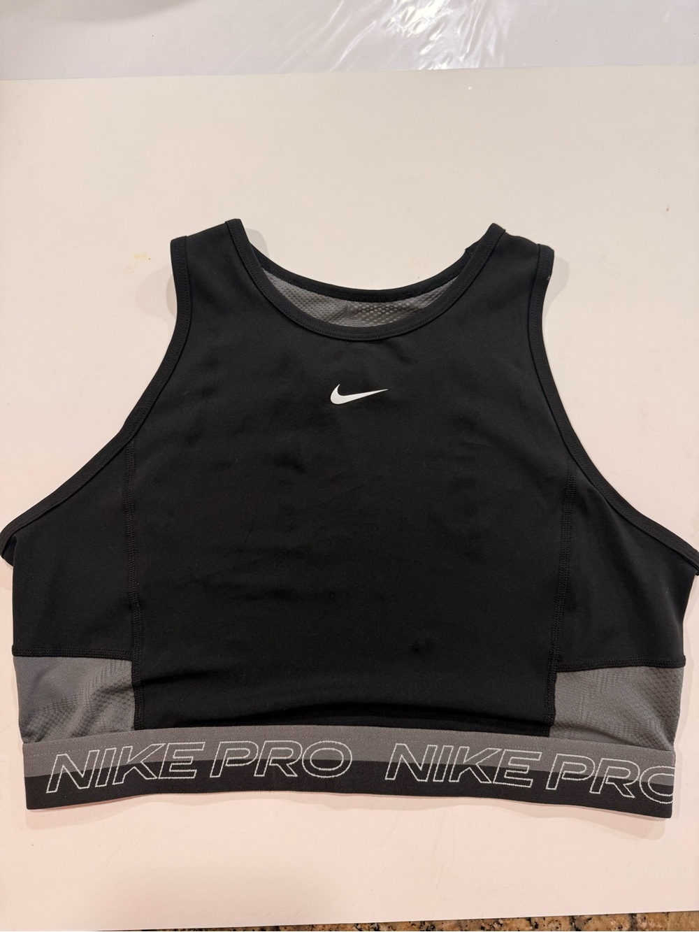 Nike Black and Gray High-Neck Performance Sports Bra